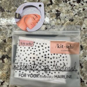 Kitsch Ultimate Spa Headband – White with Black Polka Dots